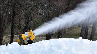 Organizers have used 300 snow cannons to produce the snow needed for the Winter Olympics in Beijing.