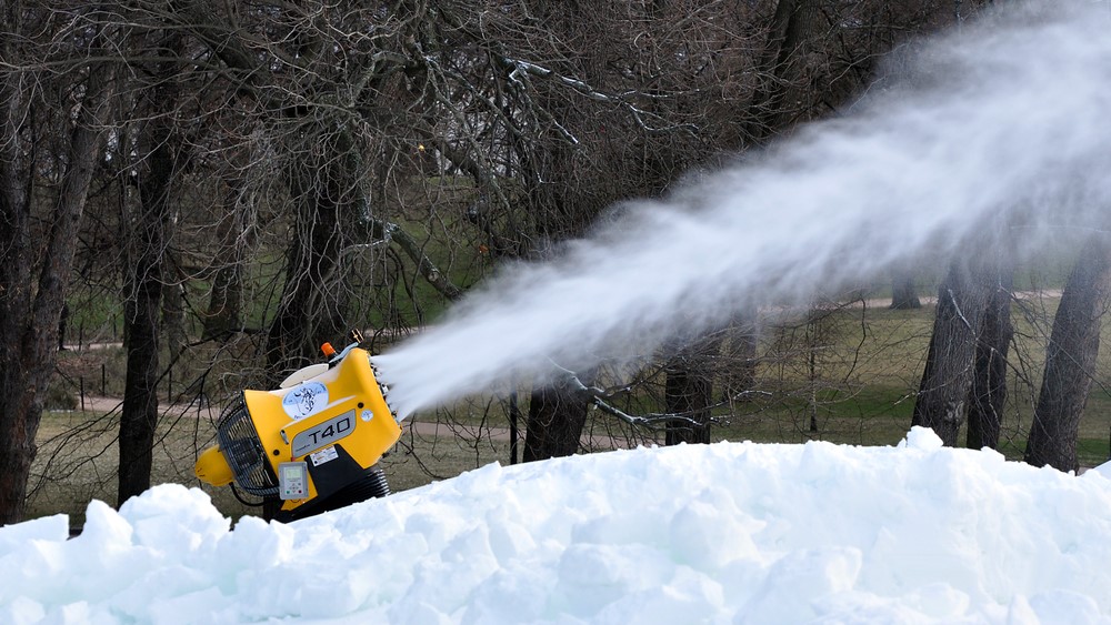 Organizers have used 300 snow cannons to produce the snow needed for the Winter Olympics in Beijing.