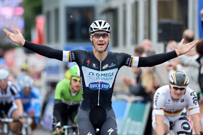 Tom Boonen (Omega Pharma-Quickstep) wins the first Tour of Belgium stage