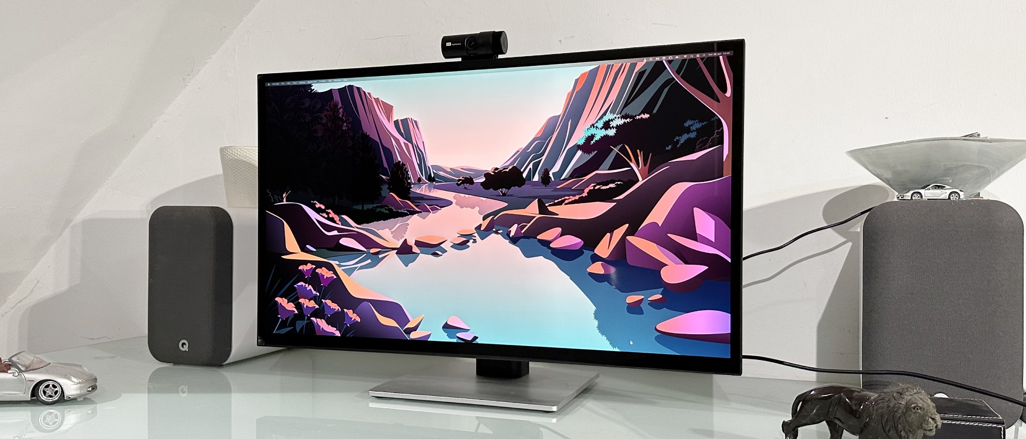 The Acer ProCreator PE320QXT on a desk in a home office during our testing process