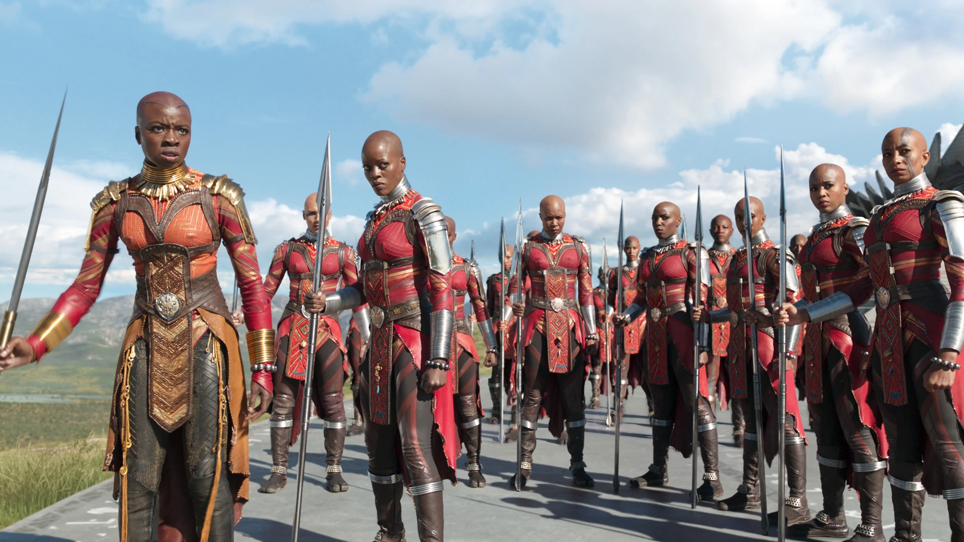 The Dora Milaje in the Marvel movie Black Panther.