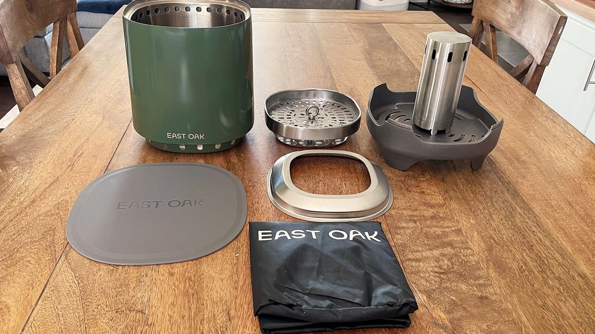 East Oak Mini Tabletop Fire Pit being tested in writer's home