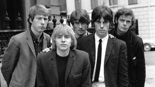 The Yardbirds, April, 1965: (from left to right) Chris Dreja (rhythm guitar), Keith Relf (vocals, harmonica), Jim McCarty (drums), Jeff Beck (lead guitar) and Paul 'Sam' Samwell-Smith (bass guitar) 