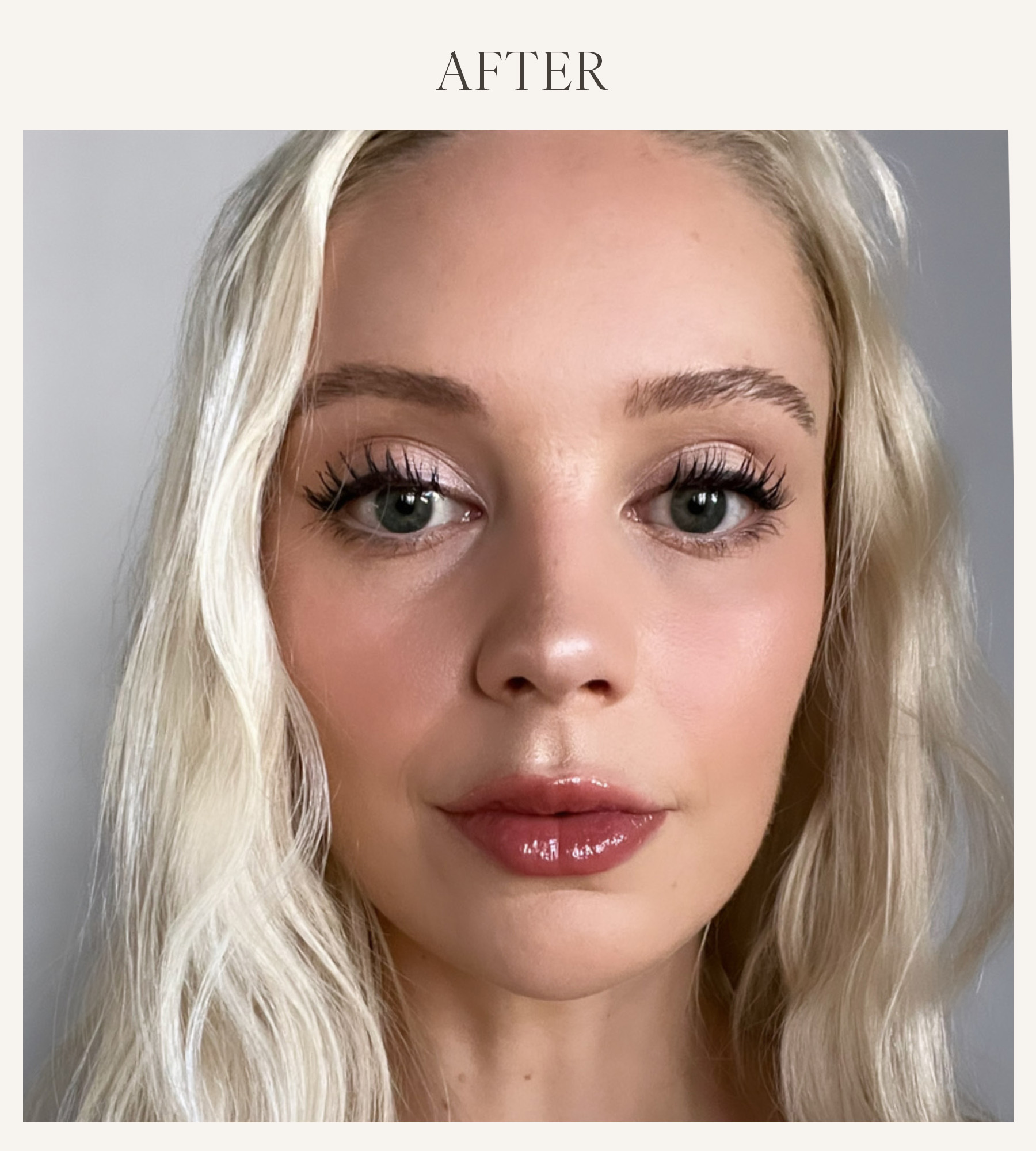After photo of Erin Jahns testing the e.l.f. lip plumper 
