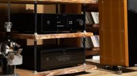 Rotel Michi Prestige P430 and S430 stereo amp and preamp on a rack