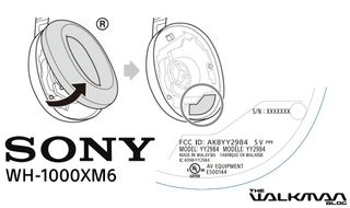 FCC filing image of Sony WH-1000XM6 headphones