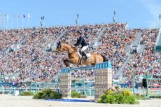 Great Britain's Scott Brash and Jefferson pictured in the Paris Olympic showjumping individual final.