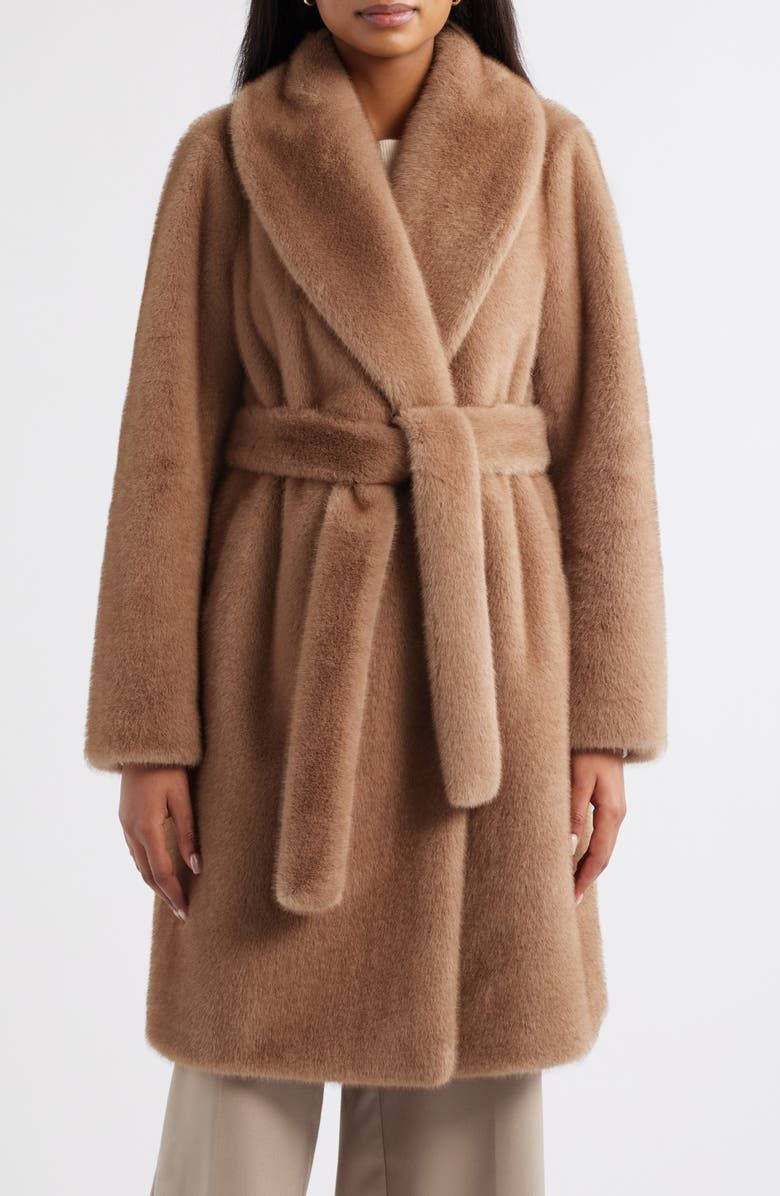 Faux Fur Belted Coat