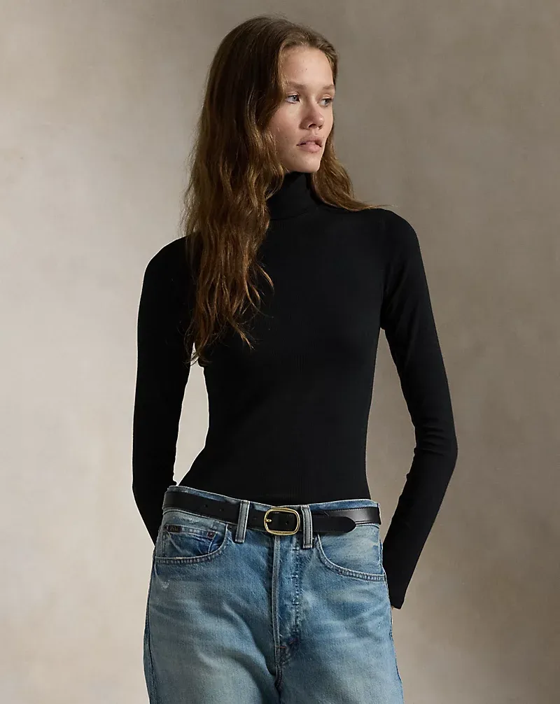 Stretch Ribbed Turtleneck