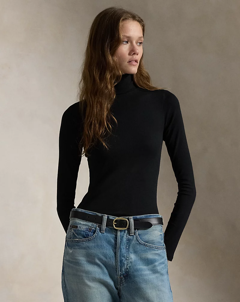 Stretch Ribbed Turtleneck