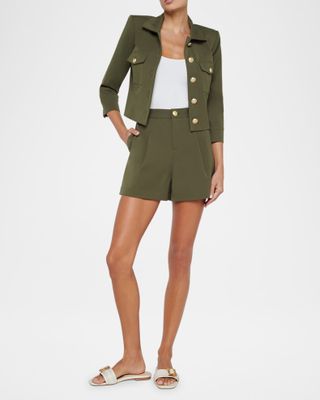 L'Agence Kumi Cropped Fitted Jacket in ivy green