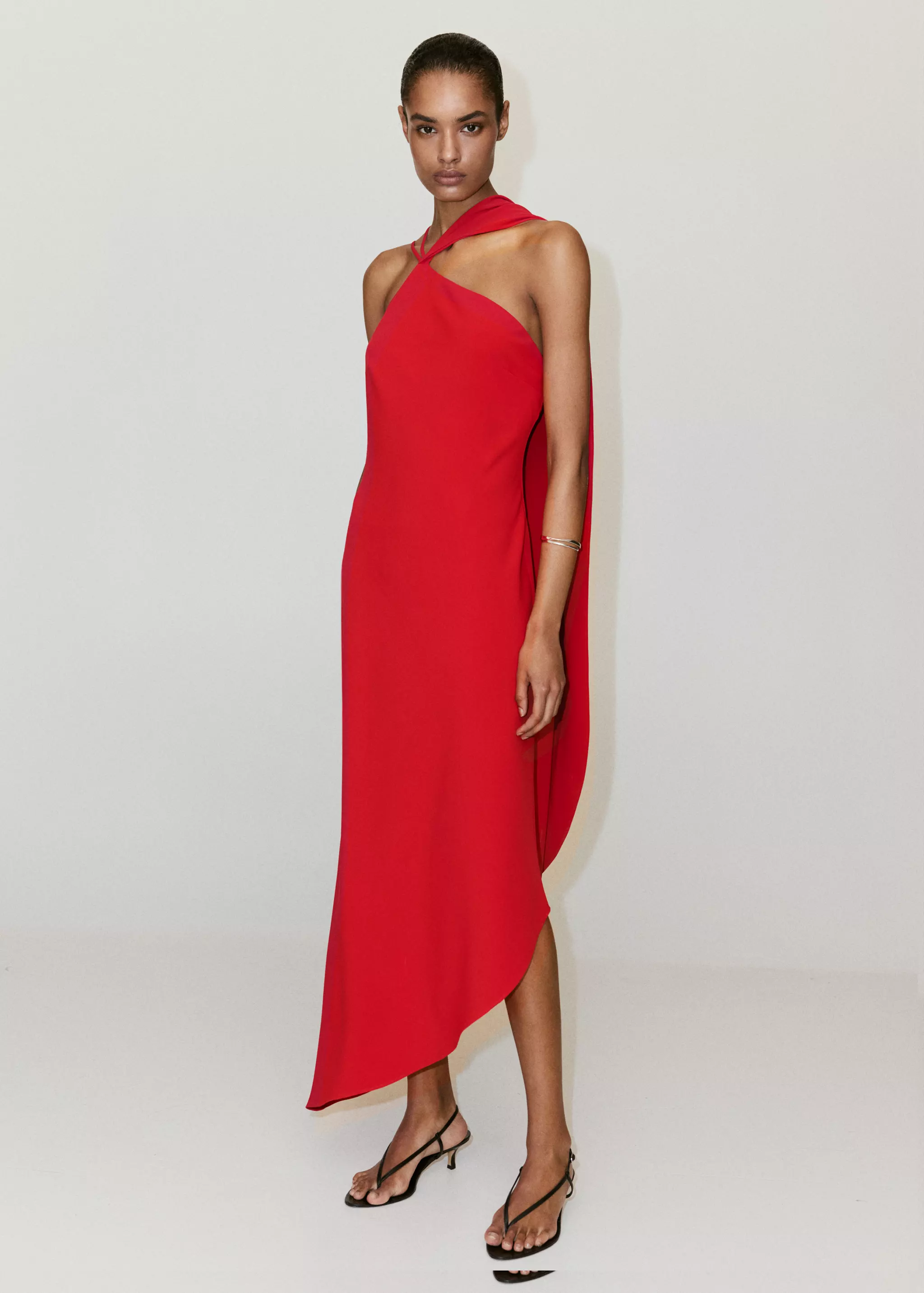 Asymmetric dress with scarf - women | Mango USA