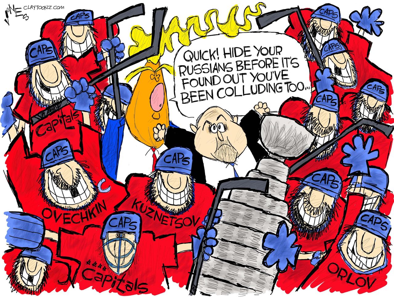 Political Cartoon U.S. Trump Russia investigation NHL Washington Capitals Stanley Cup