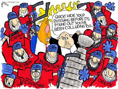 Political Cartoon U.S. Trump Russia investigation NHL Washington Capitals Stanley Cup