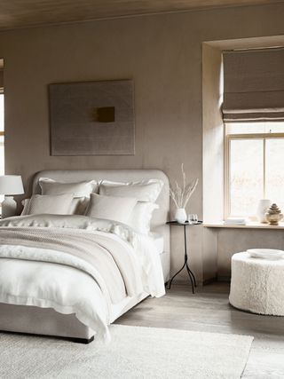 neutral bedroom with natural materials