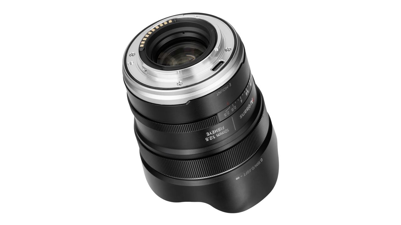 7Artisans AF 10mm f/2.5 Max against a white background