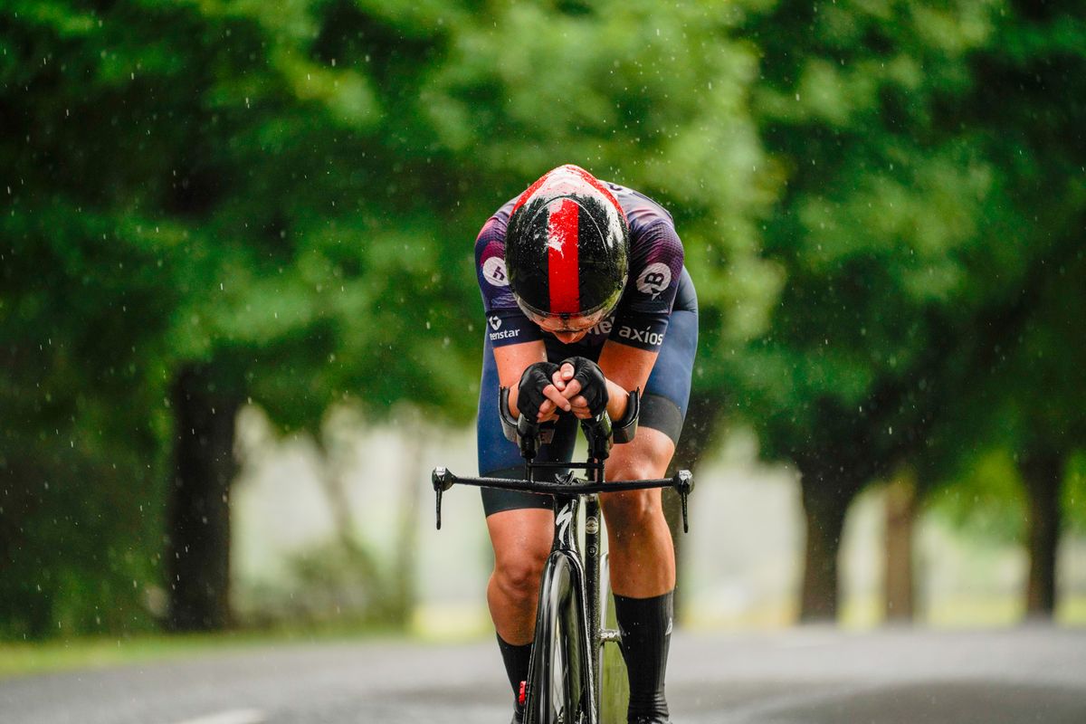 The rain was falling on stage 2 winner Katelyn Nicholson