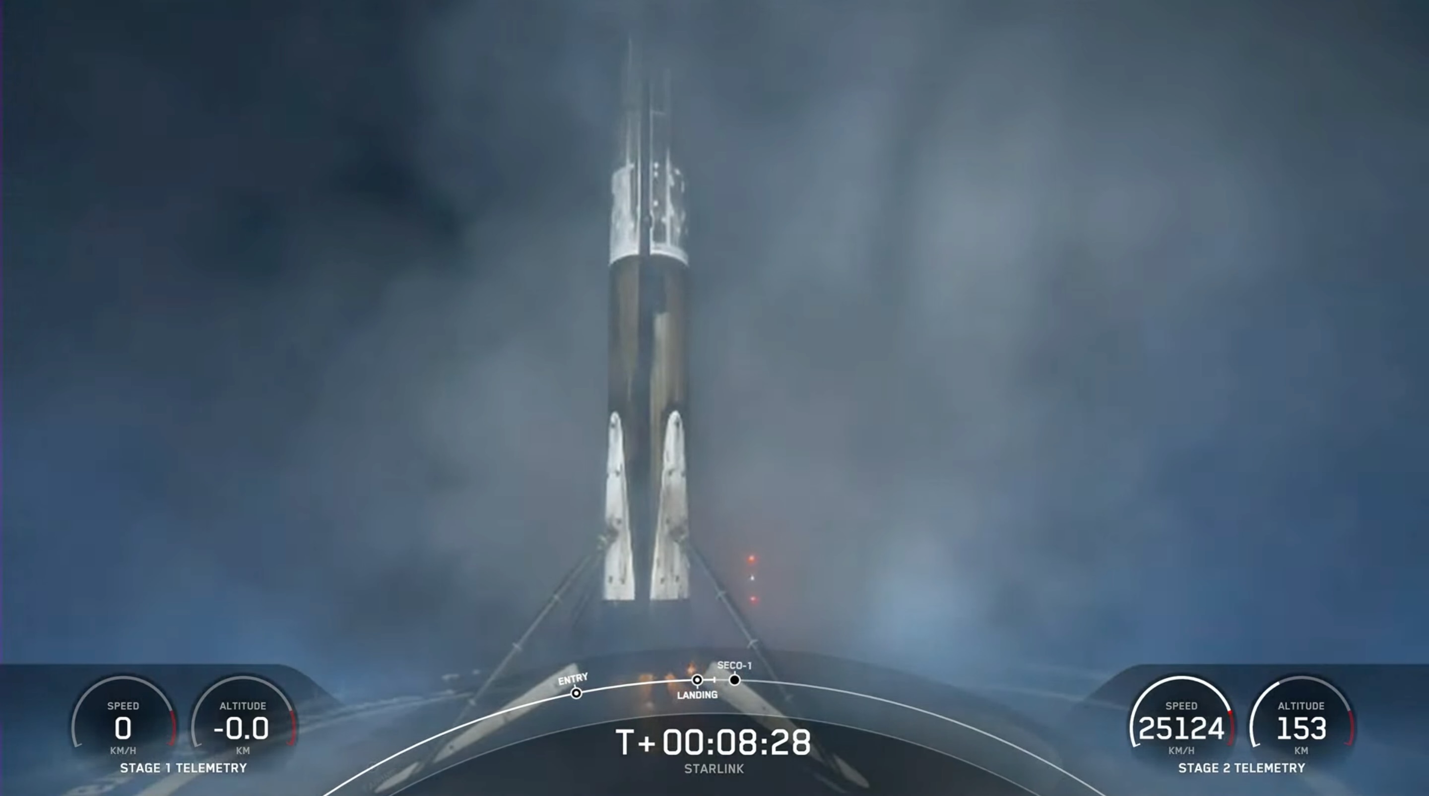 Bir SpaceX Falcon 9 roketinin ilk aşaması, 4 Mayıs 2023'te başarılı bir inişin ardından şirketin insansız gemilerinden birine dayanıyor. İniş, roketin Florida'daki Cape Canaveral Uzay Kuvvetleri İstasyonundan 56 Starlink uydusunu fırlatmasından yaklaşık 8,5 dakika sonra gerçekleşti.