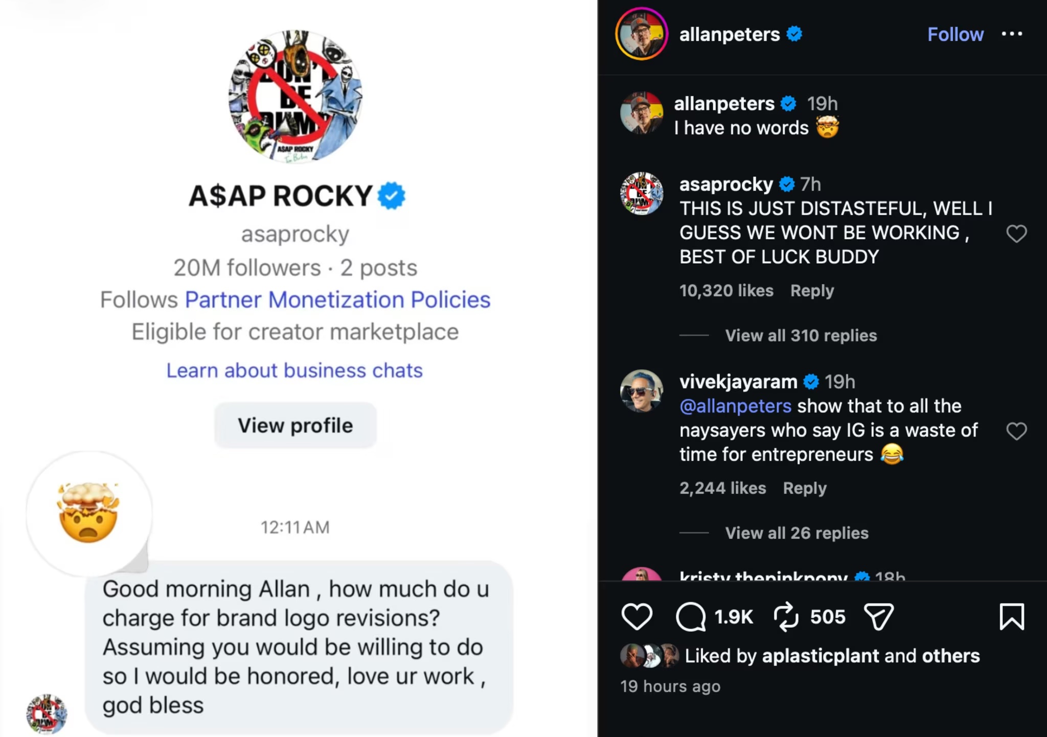 Allan Peters DMs with ASAP Rocky