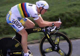 Chris Boardman used Mektronic's wired predecessor on his time trial bikes, but never made the jump to wireless (Photo: Watson)