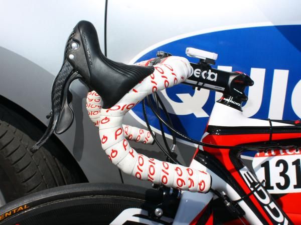 Quick Step team bikes are fitted with Deda bars and stems.