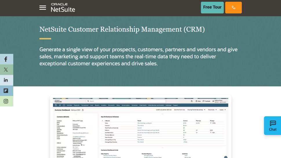 NetSuite CRM website screenshot (June 2025).