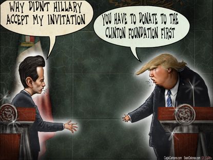 Political cartoon U.S. Mexico 2016 election Hillary Clinton Donald Trump