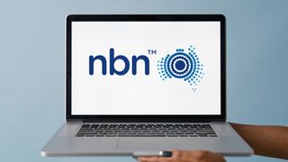Laptop with NBN logo on it
