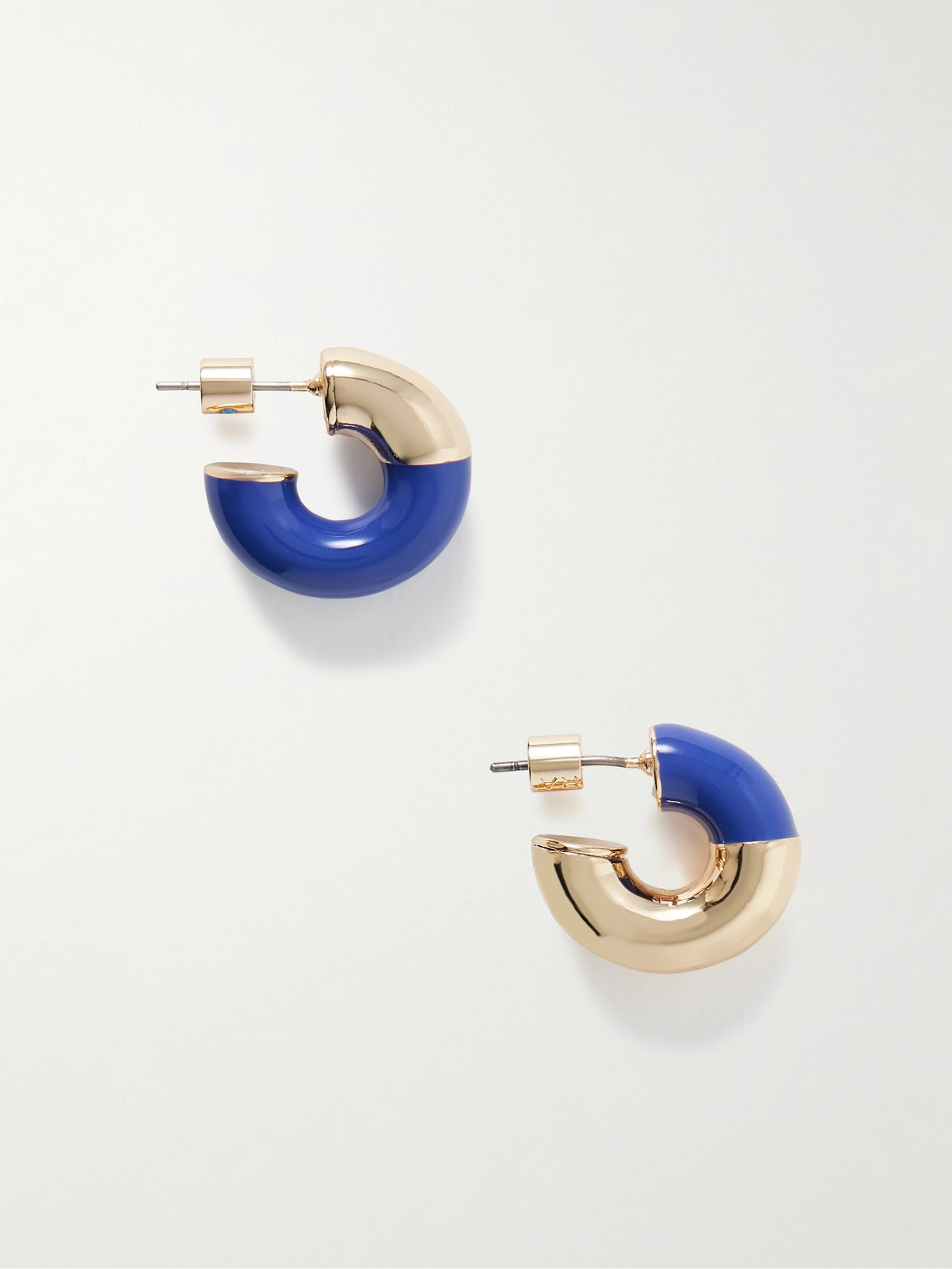 True Blue Gold-Tone and Enamel Hoop Earrings
