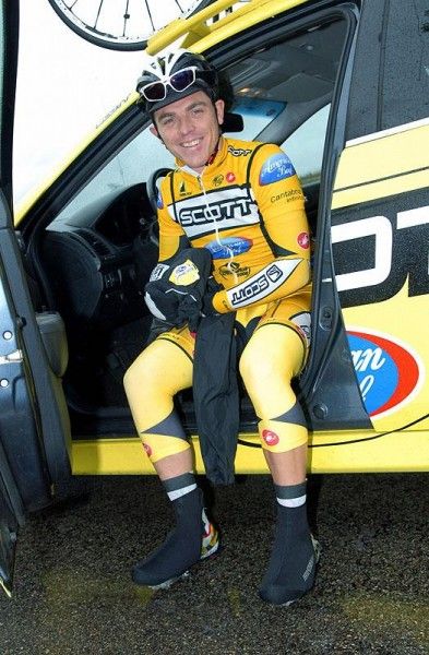 The Scott-American Beef riders were putting on every item of clothing they had for the cold, rainy stage.