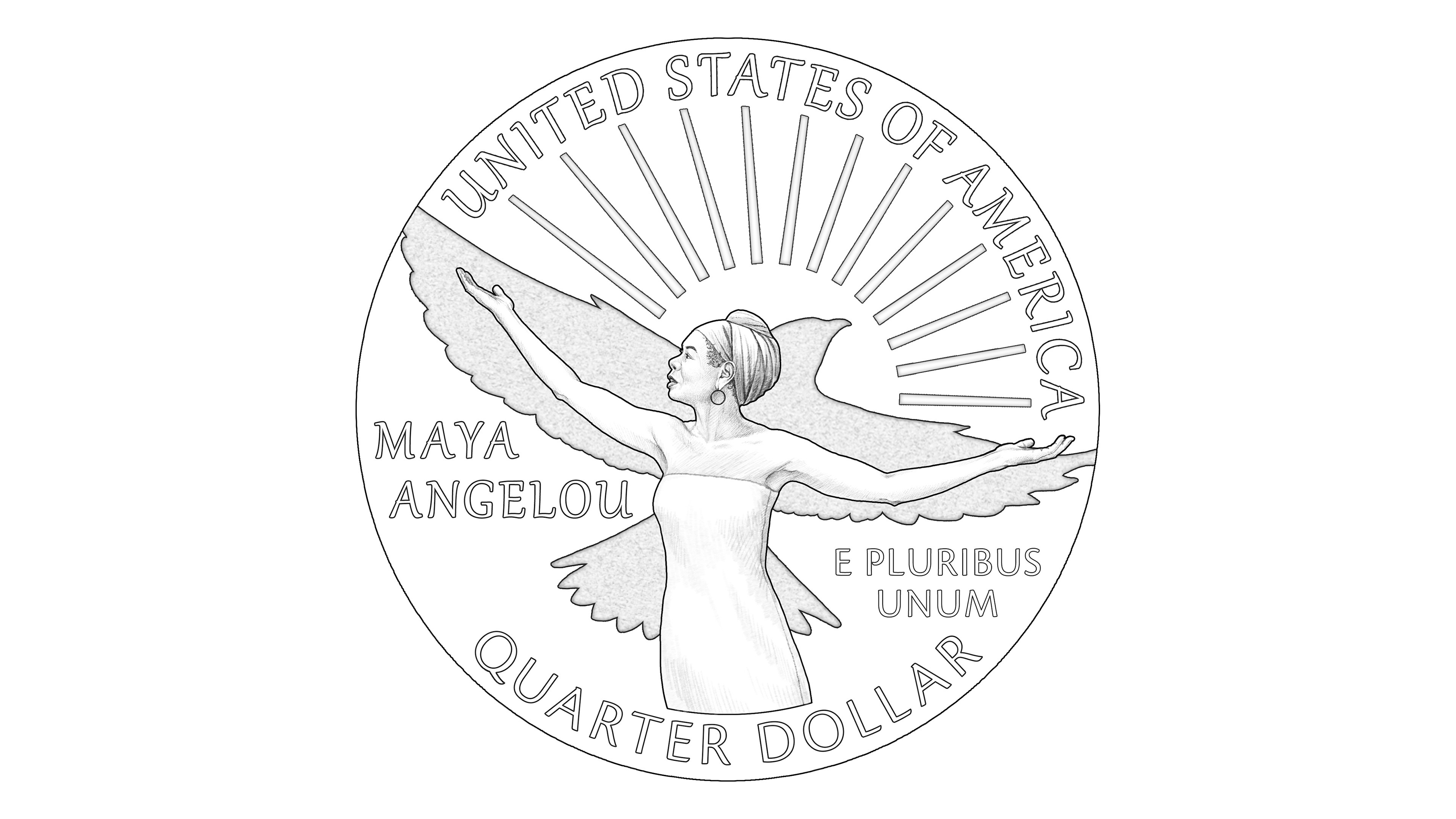 Quarter design featuring Maya Angelou