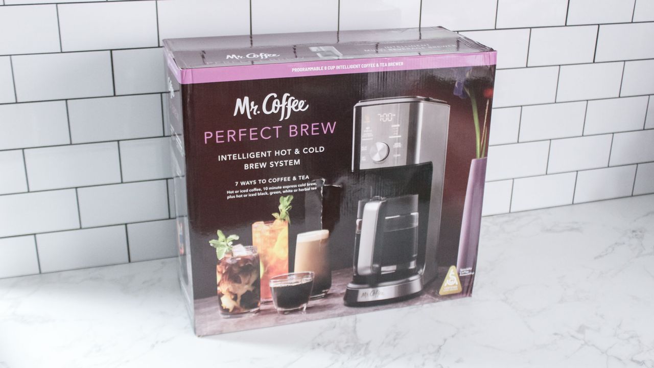 Mr. Coffee Perfect Brew Coffee Maker in its cardboard box