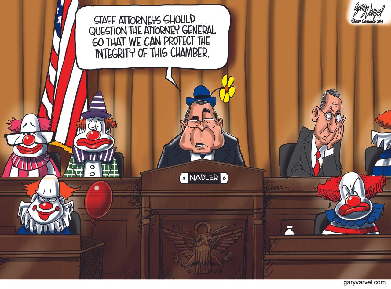 Political Cartoon U.S. Jerry Nadler Attorney General William Barr clowns