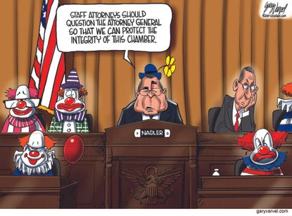 Political Cartoon U.S. Jerry Nadler Attorney General William Barr clowns