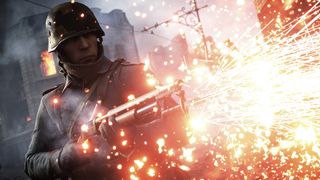 Battlefield 1 screenshot showing a player shooting a shotgun and the resulting sparkle of particle effects