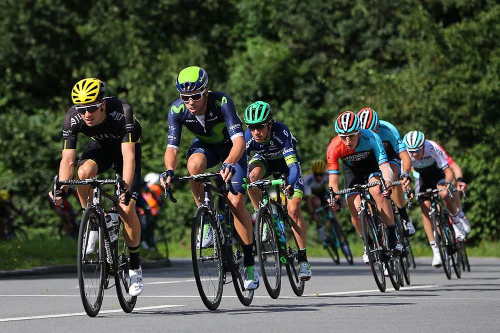 The breakaway gains time during the Tour of Britain