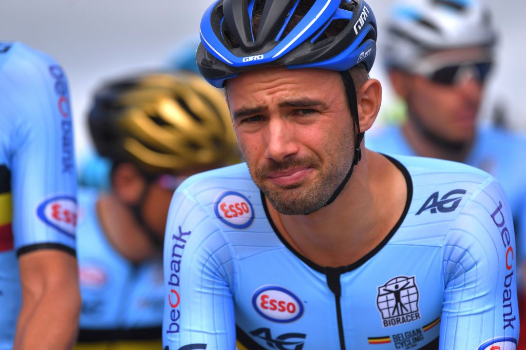 PLOUAY FRANCE AUGUST 26 Start Victor Campenaerts of Belgium during the 26th UEC Road European Championships 2020 Mens Elite a 17745km race from Plouay to Plouay UECcycling EuroRoad20 on August 26 2020 in Plouay France Photo by Luc ClaessenGetty Images