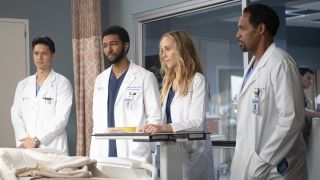 Harry Shum Jr., Anthony Hill, Kim Raver and Jason George on Grey's Anatomy Season 21.