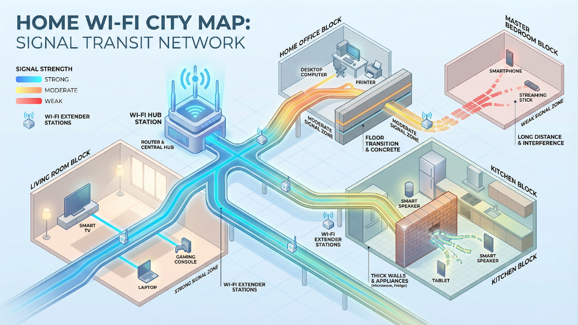 Nano Banana Pro infographic output: Mapping Wi-Fi signal strength 