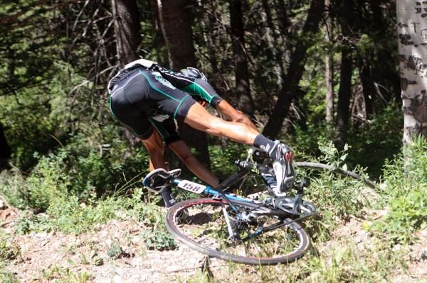 Some riders had a difficult time getting through some of the tight turns on the Alpine Loop descent.