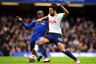 Mousa Dembele battles for the ball with Chelsea's N'Golo Kante in 2018.
