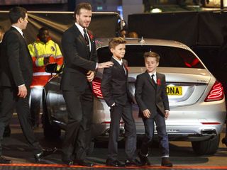 David Beckham hits the red carpet with Romeo and Cruz
