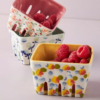 Floral Ceramic Berry Basket