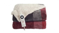 Lakeland Velvety Electric Heated Throw in Grey and Red Check