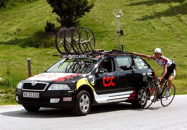 Linus Gerdeman hitching a ride