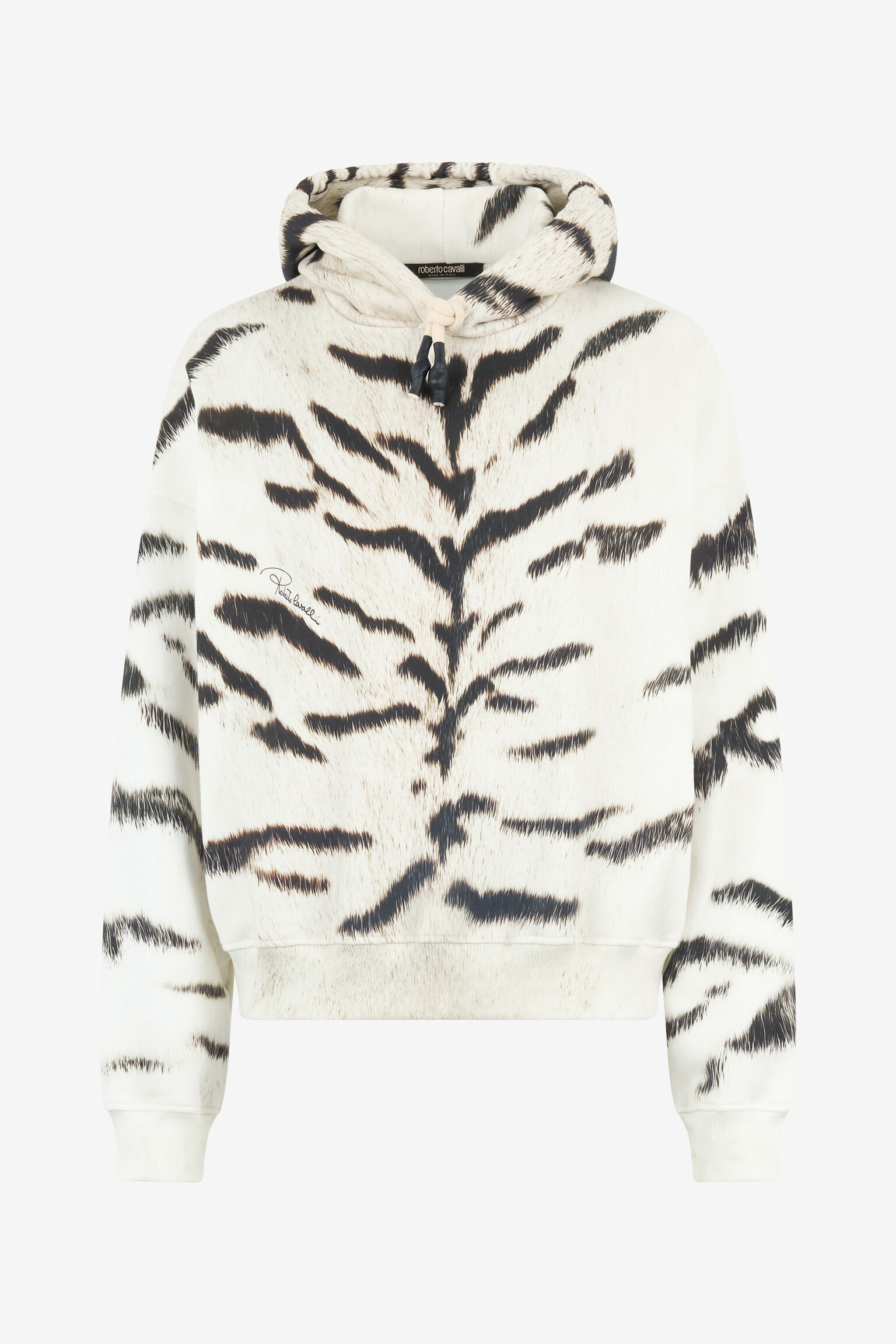 RC, Woman Sweatshirt With White Tigresse Ogat X Roberto Cavalli Print