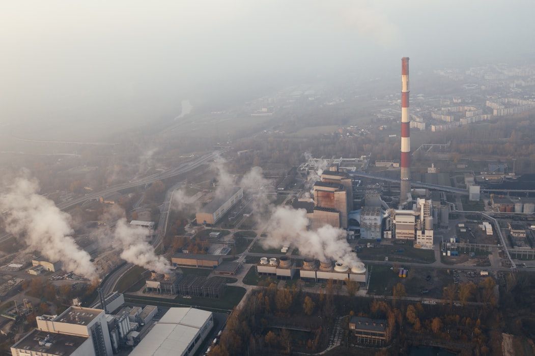 Factory emits CO2 into the atmosphere