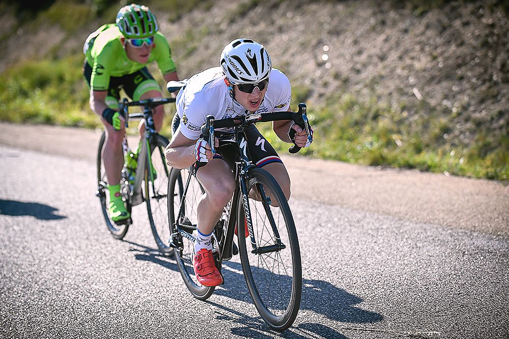 Etixx-QuickStep's Petr Vakoc in the white jersey of best young rider.
