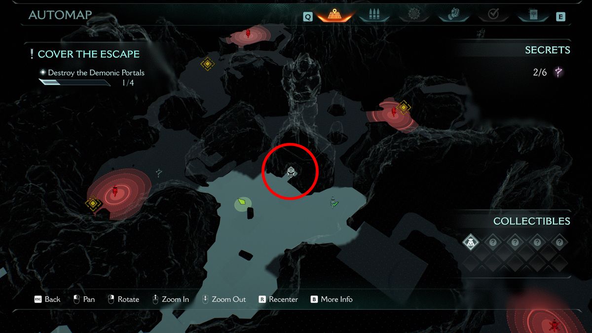 Doom: The Dark Ages Village of Khalim secrets - A map highlighting the location of a life sigil.