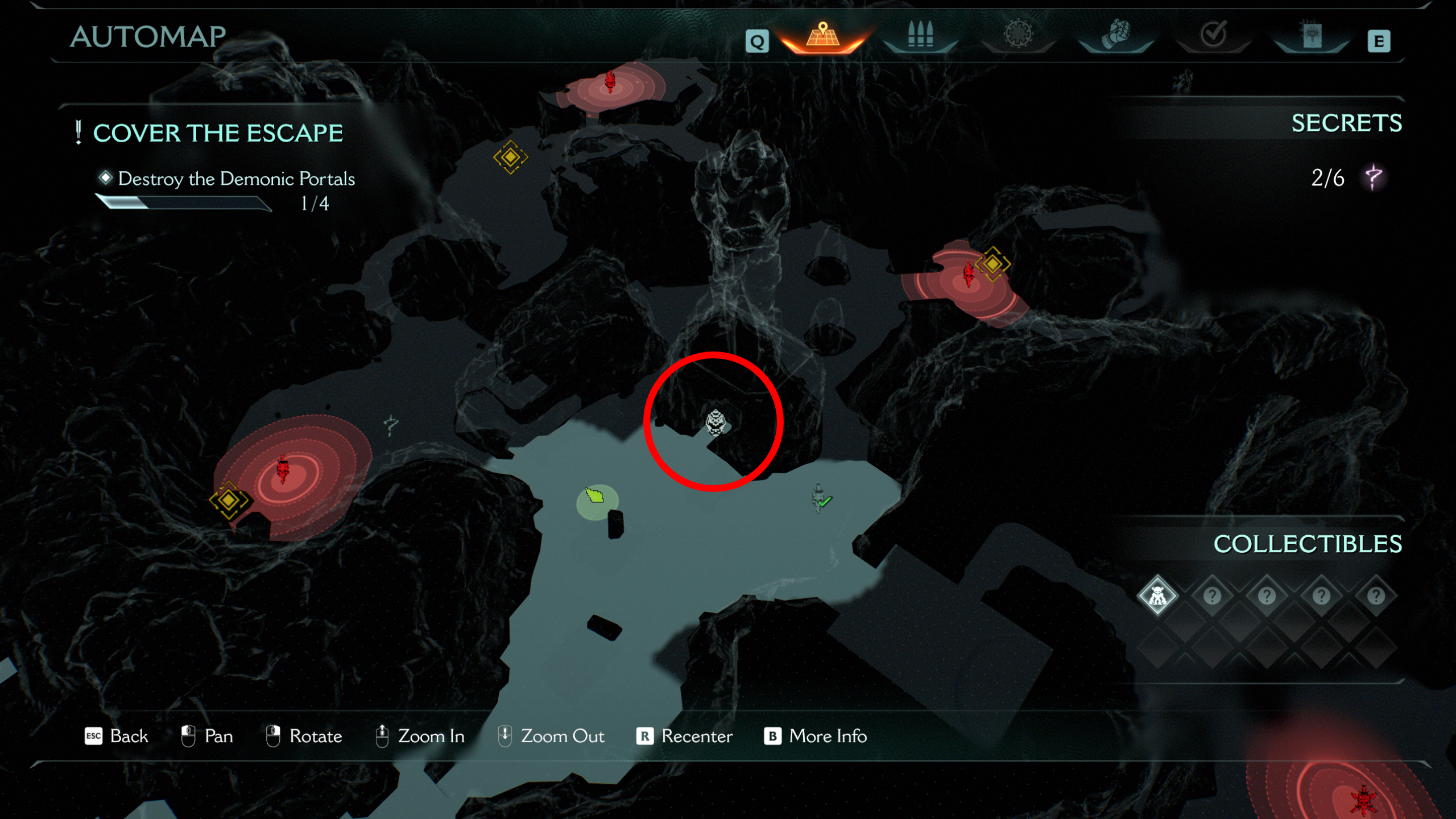 Doom: The Dark Ages Village of Khalim secrets - A map highlighting the location of a life sigil.